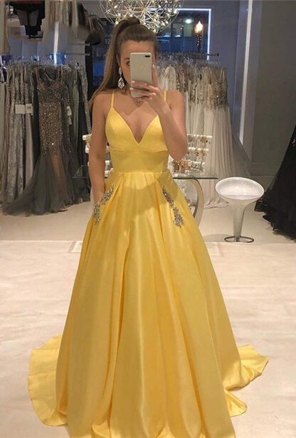 Купить Red V Neck Prom Dresses Long Beaded Pockets Graduation Party Dress for Junioes A Line HOmecoming Bridesmaid