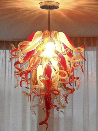 Купить China Supplier Hand Blown Glass Chandeliers Lights Italian Retro Ceiling Lights Red Amber Lampshade Blown Glass Chandeliers Pendant Lights