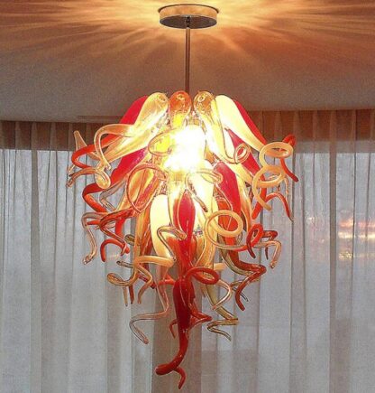 Купить China Supplier Hand Blown Glass Chandeliers Lights Italian Retro Ceiling Lights Red Amber Lampshade Blown Glass Chandeliers Pendant Lights