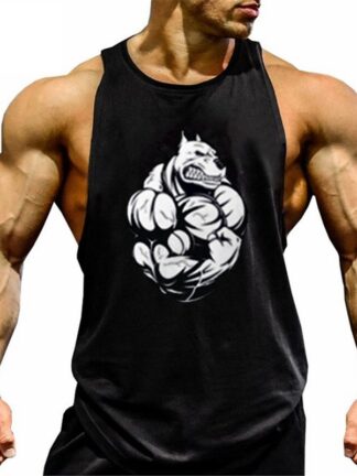 Купить Januarysnow Cotton Gym Tank Tops Men Sleeveless Tanktops For Boys Bodybuilding Clothing Undershirt Fitness Stringer workout Vest
