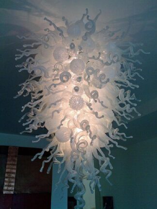 Купить Lamps Dining Room White Chandeliers Weddings LED Light Source Modern Hand Blown Glass Ceiling Lights for Home