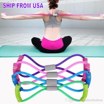 Купить US Stock 8-shaped Rally Yoga Gel Fitness Resistance 8 Word Chest Rubber Fitness Rope Exercise Muscle Band Exercise Dilator Elastic FY8006