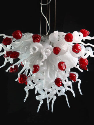 Купить Rose Flower Pendant Lamps Chandeliers Romantic Titanic Lighting Murano Glass Chandelier Light White Red LED Hanging Lamp Home Lights