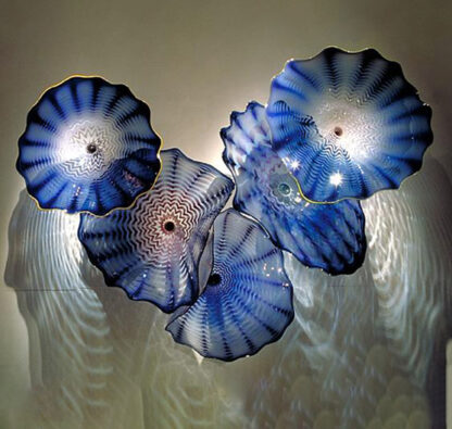 Купить Classic Blue Murano Plate 100% Hand Blown Glass Lamps Lights Decorative Wall Hanging Light LED Sconce