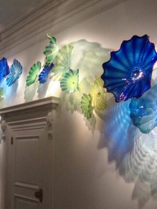 Купить Gallery Arts Elegant Blue Shade Murano Lamps Plates 100% Hand Blown Glass Wall Light Decorative Luxury Flower Art Sconce