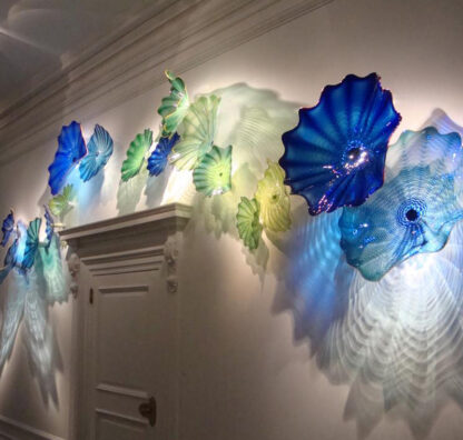 Купить Gallery Arts Elegant Blue Shade Murano Lamps Plates 100% Hand Blown Glass Wall Light Decorative Luxury Flower Art Sconce