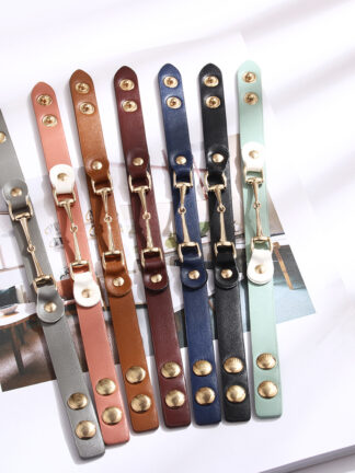 Купить Luxury Design High Quality Adjustable Multi Colors Real Leather Link Bracelet Gold Plated Metal Charm Bracelets for Gift