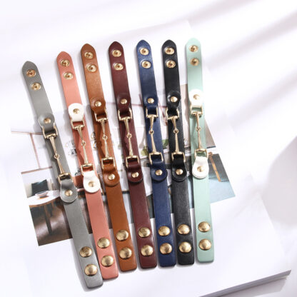 Купить Luxury Design High Quality Adjustable Multi Colors Real Leather Link Bracelet Gold Plated Metal Charm Bracelets for Gift