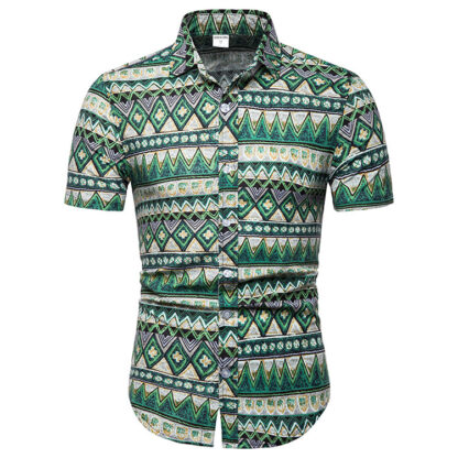 Купить Big Sizes 5XL Men's Casual Shirts Short Sleeve Summer Hawaiian Shirt Skinny Fit with Various Pattern Man Clothes 21 Colour