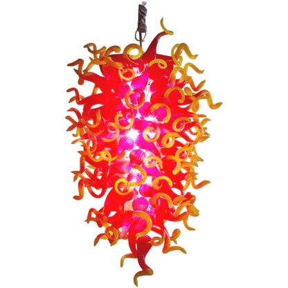 Купить Lamps Red and Yellow Crystal Chandeliers Modern Pendant Light Hand Blown Glass Chandelier LED Lights for House Decoration