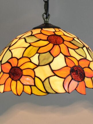 Купить Stained Glass white European chandelier Sunflower pattern retro childrens living room chandelier bedroom kitchen fairy light TF20