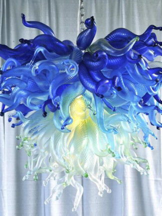Купить Lamps Lustre Modern Crystal Chandelier Lighting Chandeliers Ceiling Lights 32" LED Pendant Light Blue Green Hand Blown Glass Hanging lamp