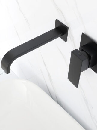 Купить Matt Black Plated Bathroom Wall Mounted Faucet Quality Brass Waterfall Basin Water Mixer Single Handle Square Tapware