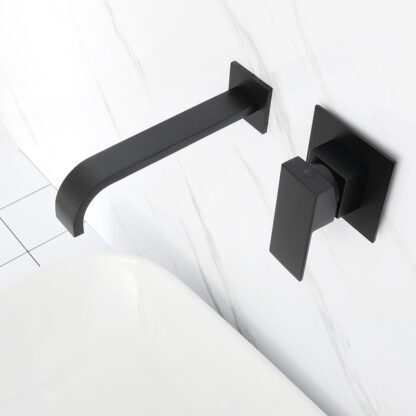 Купить Matt Black Plated Bathroom Wall Mounted Faucet Quality Brass Waterfall Basin Water Mixer Single Handle Square Tapware