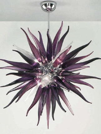 Купить Lamps Dark Purple Color Hand Blown-Glass Crystal Chandeliers Round Shape Murano Glass LED Chandelier Lighting Fixture