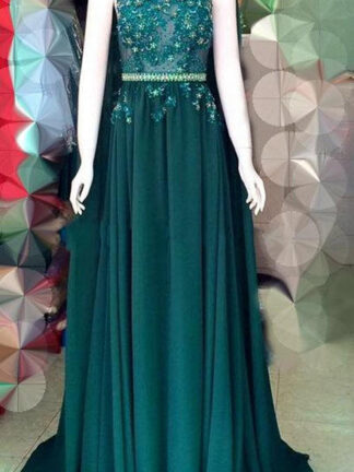 Купить Dark Green Cape Style Pageant Evening Dresses Elie Saab Lace Applique Beads Chiffon Prom Sweep Train Formal Party