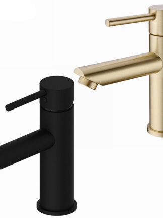 Купить Solid Brass Bathroom Faucet Hot & Cold Water Tap Deck Mounted Install Single Handle Sink Tap Brushed Gold & Black