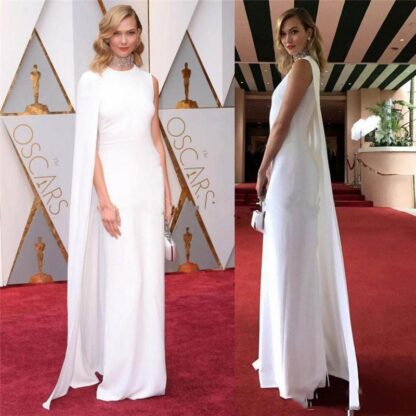 Купить Oscar Karlie Kloss Celebrity Evening Dresses With Capes Jewel Custom Made New Elegant Red Carpet Gown