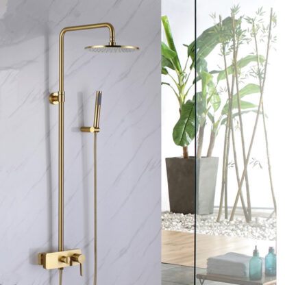 Купить Bathroom mixer Brushed gold brass bath shower mixer hot and cold gold shower bathroom shower mixer