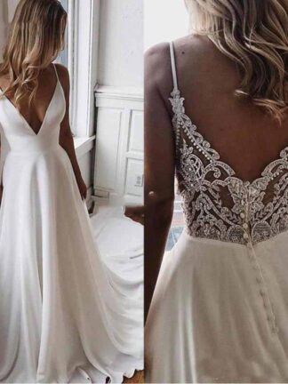 Купить Simple Chiffon A Line Boho Beach Wedding Dress Bead Applique Formal Bridal Gowns lakshmigown Bride Vestidos De Novia
