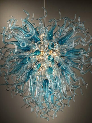 Купить French Crystal Chandeliers Lamps Modern Lighting Aqua Gery Color 100% Hand Blown Glass Art Chandelier for Home Decoration