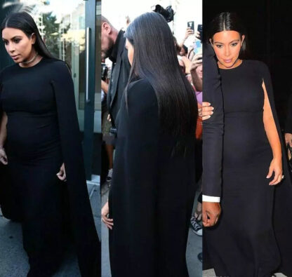 Купить Kim Kardashian Black Evening Dress Maternity for Pregnant Women Long Holiday Wear Formal Party Gown Custom Made Plus Size