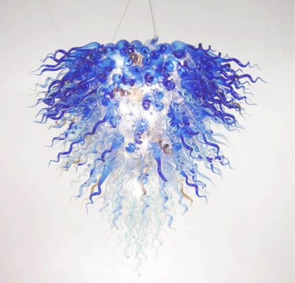 Купить Blue Shade Hand Made Blown Glass Chandelier Lighting New Arrival Cheap Price Modern LED Chandelier for New House Art Decoration