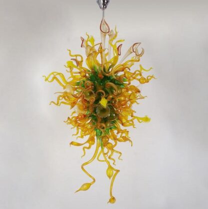 Купить Fashion Long Flower Chandeliers Lighting Amber and Green Lamp Pendant Lamps Modern Hand Blown Glass Chandelier with LED Bulbs