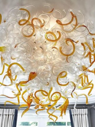 Купить Lamps Creative Hand Blown Ceiling Lights Leaf Design LED Glass Art Chandelier Dining Room Bedroom Ceiling-Lighting for House Decoration