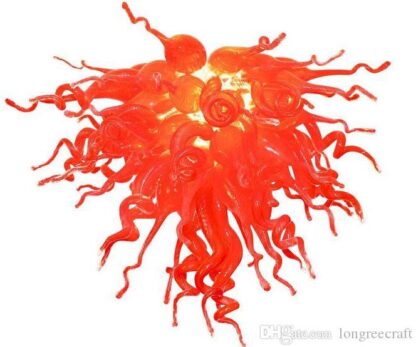 Купить Chinese Red Art Glass Lamp Inspired Flush Mounted Hanging LED 110v to 240v Blown Glass Chandelier Lighting