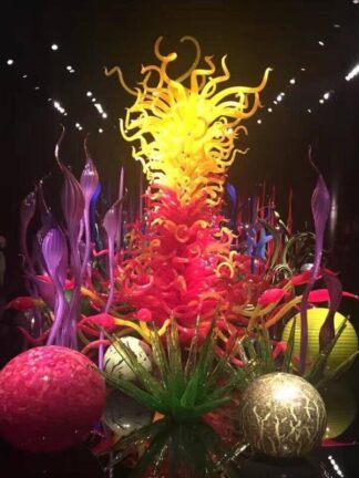 Купить Multi Color Blown Lamps Hotel Application Sculpture Murano Glass Large Floor Lamp for Art Decoration