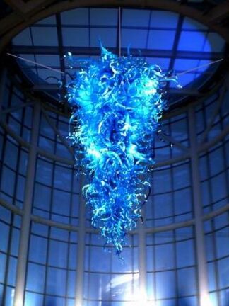 Купить Pendant Lamps 100% Mouth Blown Borosilicate Murano Glass Chandeliers Lighting Art Glossy Blue Chandelier Fancy Lights for Home