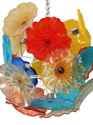 Купить Colorful Hand Blown Murano Glass Chandelier Pendant Light LED Glass Art Flower Chandelier for Living Room Dining Room Staircase