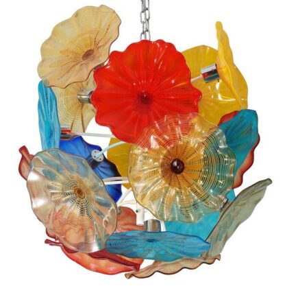 Купить Colorful Hand Blown Murano Glass Chandelier Pendant Light LED Glass Art Flower Chandelier for Living Room Dining Room Staircase