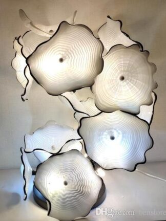Купить Murano Lamps Plates Floor Lamp Flower Design Glass Art Sculpture Standing Lightings Modern Decor in White Color
