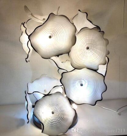 Купить Murano Lamps Plates Floor Lamp Flower Design Glass Art Sculpture Standing Lightings Modern Decor in White Color