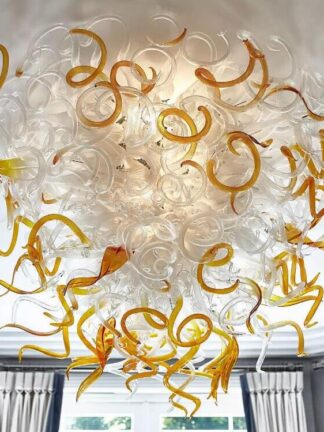 Купить Lamps Custom Hand Blown Ceiling Light Leaf Design LED Glass Art Chandelier Dining Room Bedroom Ceiling-Lighting for House Decoration