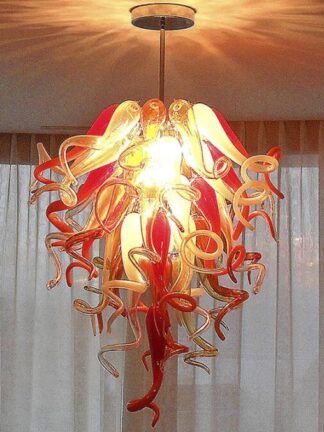 Купить Lamps Designed Hand Chandelier Light Italian Retro Ceiling Lighting Red Amber Colored Blown Glass Chandeliers Pendant Lights