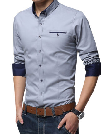 Купить Januarysnow Legible Casual Social Formal Shirt Men Long Sleeve Shirt Business Slim Office Shirt Male Cotton Mens Dress Shirts White 4XL 5XL