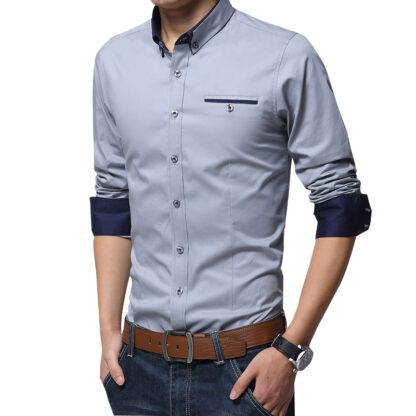 Купить Januarysnow Legible Casual Social Formal Shirt Men Long Sleeve Shirt Business Slim Office Shirt Male Cotton Mens Dress Shirts White 4XL 5XL