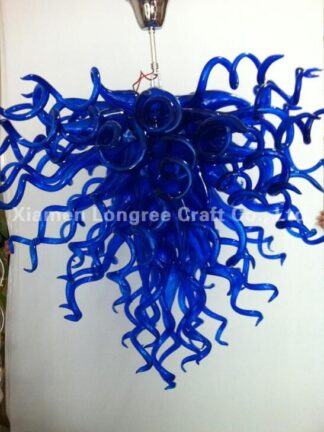 Купить Pretty Blue Murano Lamp LED Chandelier Small Size Custom Made Blown Glass Pendant Lamps Chihuly Style Modern Art Chandeliers for Home Decor-W