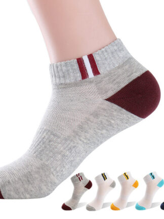 Купить Januarysnow 5 Pairs High Quality Mens Autumn Summer Socks Classic Patchwork Mesh Breathable Cotton Men Short Sock Male Socks EU 39-43 Meias