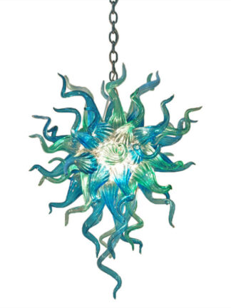 Купить Room Lamps Chandeliers Lighting Blue and Teal Colored Hand Blown Glass Chandelier Chain Pendant Lights art deco living furniture