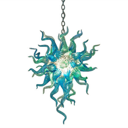 Купить Room Lamps Chandeliers Lighting Blue and Teal Colored Hand Blown Glass Chandelier Chain Pendant Lights art deco living furniture