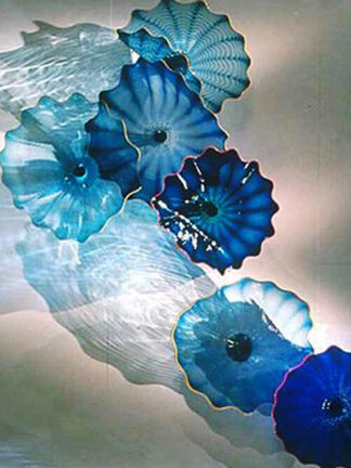 Купить Modern Arts Blue Shade Decorative Plate Lamp Handmade Murano Glass Wall lamps American Customized LED Flower Lights for Home Decor