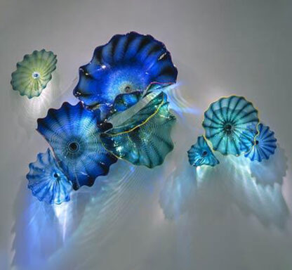 Купить Beautiful Arts Sea Blue Color Decoration Artistic Flower Lamps Mounted Art Interior Lighting Hand Blown Murano Glass Wall Plates Sconces