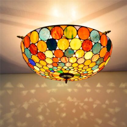 Купить Tiffany style stained glass ceiling lights 26 inches European retro art decorative ceiling light dining bar bedroom semi-ceiling lamp TF026