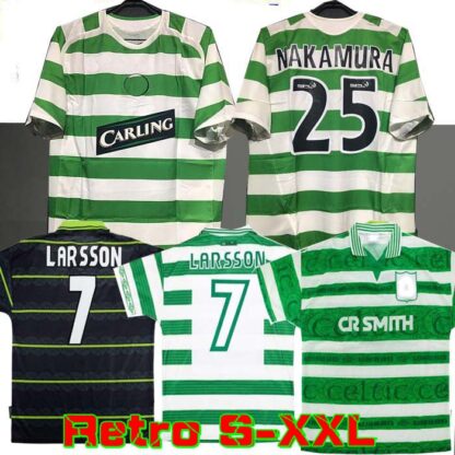 Купить 1995 97 1998 1999 Celtic retro soccer jerseys HOME 95 96 97 98 99 football shirts LARSSON Sutton NAKAMURA KEANE black Sutton 2005 06