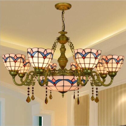 Купить Chandelier Retro European Ceiling Lamp 110V Classic Painted Grid Glass Hollow Crystal Bedroom lamp Living Room Lamps TF21