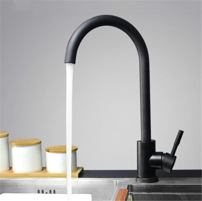 Купить Black and white color 304 stainless steel kitchen faucet mixer dual sink rotation kitchen water tap